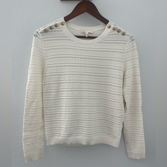 Maje Sweaters - Maje Ecru Knit Sweater with Button Accents